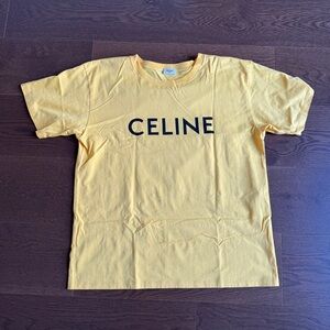 Celine Logo Tee in Yellow
